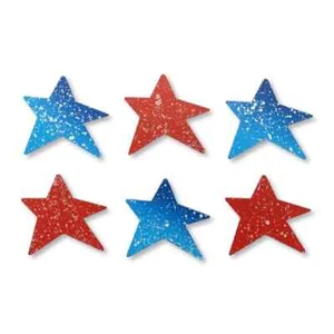 Roeda Brighten Life Set of 6 Metal Art Magnets Patriotic StarsUSA Red White Blue - Picture 1 of 2