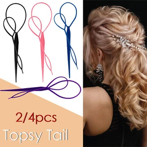 Topsy Tail Hair Tool For All Hair Type 2/4pcs Ponytail Hair Pin Bun Making Tool - Picture 1 of 32