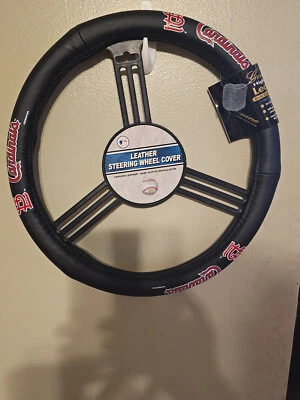 CUBIERTA DE VOLANTE DE CUERO DE BÉISBOL MLB ST. LOUIS CARDINALS ESTILO NUEVO Foto 1 de 4