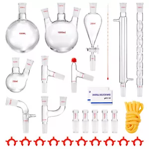 VEVOR Lab Glassware Distillation Kit 1000ml 3.3 Boro 29 pcs Glassware Equipment - Picture 1 of 12