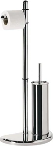 Hibiscus Colonna Bagno Porta Rotolo + Scopino Bagno, Cromato, Set per Wc in Meta - Foto 1 di 12