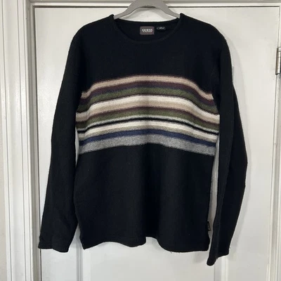Vintage Guess Lambswool Pullover Sweater Men’s M Black Chest Stripe Skater Punk - Image 1 of 4