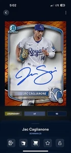 Topps Bunt DIGITAL Jac Caglianone Legendary Autograph Orange Chrome /100 Royals - Picture 1 of 3