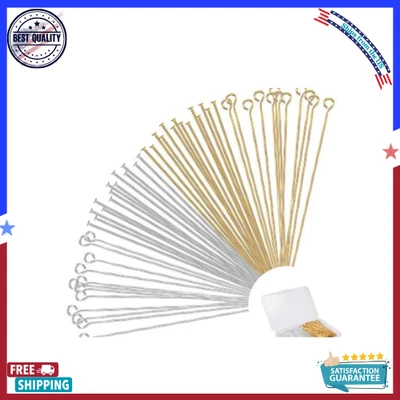 600 un. Alfileres de cabeza plana de 2 pulgadas y alfileres de ojo para hacer joyas de acero inoxidable recto Foto 1 de 2