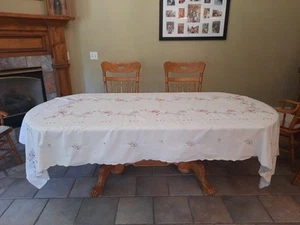vintage embroidered tablecloth with Cutwork large Rectangle 115x65 Inches - Picture 1 of 10