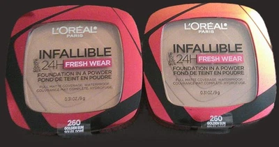 L'Oreal Paris Makeup Infallible Fresh Wear Powder Foundation Golden Sun 260 X 2 - Image 1 of 3