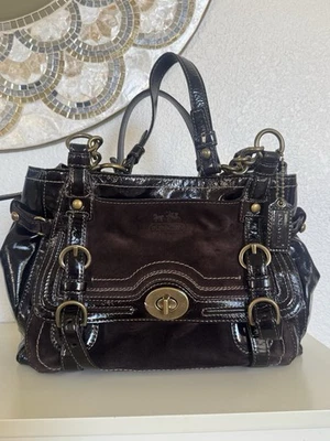 Coach Legacy Garcia Brown Patent Leather Suede Satchel Tote Bag 12710 - Image 1 of 4