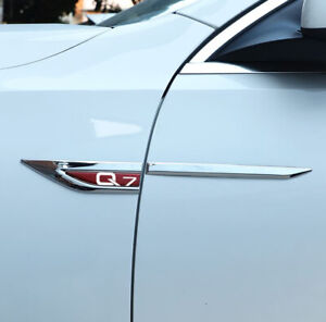 For Audi Q7 Car Side Fender Metal Sticker Emblem Badge Logo Chrome Red 2pcs