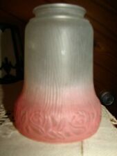 Antique Lamp Light Shade for Pan Fixture Bell Shape Frosted Deco w/ Orange Trim
