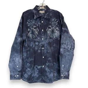 Vintage Eighty Eight Shirt Large Blue Black Y2K Long Sleeve Wings Graphic - Picture 1 of 9