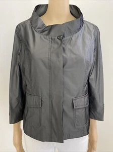 Max Mara 10-12 Weekend Steel Grey 3/4 Sleeve Lightweight Jacket Pockets - Picture 1 of 15