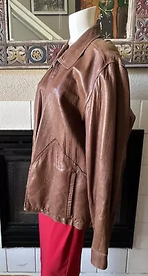 Chaqueta Vintage Reversible Cuero Marrón Suave y Gamuza Sobre Otros Foto 1 de 4