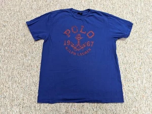 Polo Sport Ralph Lauren Camicia Uomo Blu Medio Vela Ancora Logo Grafica Y2K - Foto 1 di 10