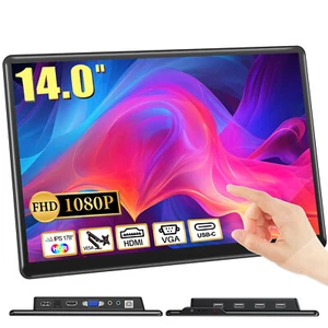 Touchscreen Portable Monitor 14 Inch 1920x1080 USB-C HDMI Monitor VGA VESA - Picture 1 of 10