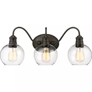Quoizel Soho 22" Bath Vanity 3 Light Fixture Mouth Blown Glass Bronze LWS3235E1 - Picture 1 of 8