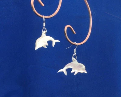 Ohrringe Delfin, echtes Perlmutt, Handarbeit, Unikat. Schmuck Sommer Geschenk - Bild 1 von 4