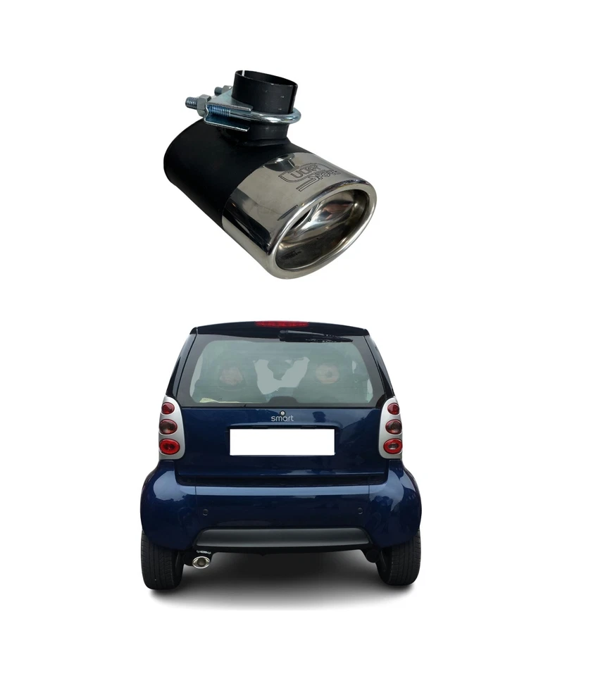 Terminale di Scarico per SMART Fortwo 450 1998-2007 Ovale con Assorbitore Scarico Acciaio Inox