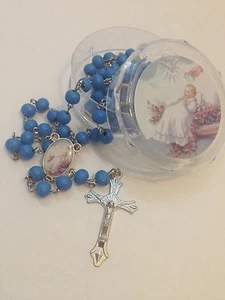 12 Baptism Favors Rosarie Cross Scented Blue Party Recuerdos de Bautizo Rosario - Picture 1 of 4
