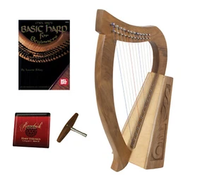 Arpa de bebé Roosebeck de 12 cuerdas estilo celta, nogal + libro para aprender a jugar - Imagen 1 de 8