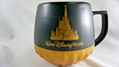 Walt Disney World Mug 50th Anniversary Coffee Tea Cup Starbucks Black Gold 12 Oz - Image 1 of 3