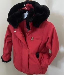 Copper Key Dillards Red Jacket Girls Small 4T Fur Collar Zip Coat Teddy Bear EUC - Picture 1 of 10