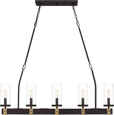 Luz de cocina lineal Quoizel Lisbon 5 luces 40"W - bronce Foto 1 de 3