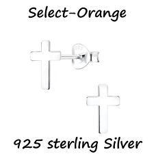 Small 925 Sterling Silver Cross Stud Earrings Christian Faith Crosses Studs