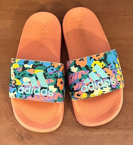 Adidas Adilette sandali doccia slide bambini grandi taglia 2 colore corallo