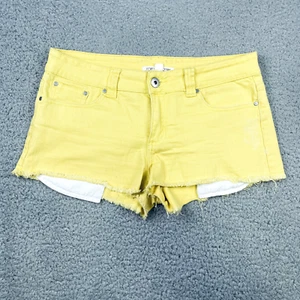 Forever 21 Denim Distressed Cut Off YELLOW Denim Shorts Womens Size 30 - Picture 1 of 16