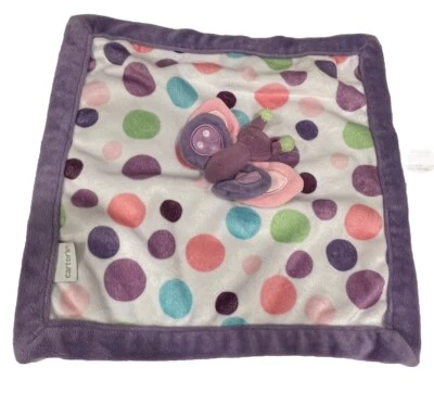 Carters Purple Butterfly  Polka Dot  Security Blanket Lovey Baby Toy Plush 13” - Image 1 of 4