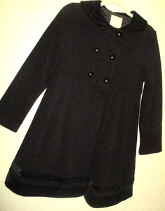 Girls Copper Key Fully Lined Black Dress Coat Velvet Collar Size 14/16 EUC - Picture 1 of 6