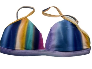 Speedo costume da bagno donna righe arcobaleno triangolo reggicalze nuoto perizoma bikini top XS - Foto 1 di 2