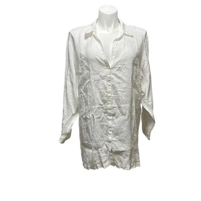 J. Jill NWT Women’s Plus 4X Top Ivory Long Sleeve Button 100% Linen Shirt New - Image 1 of 4