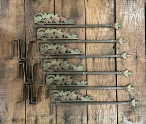 Antike Art Deco Gusseisen Schwenkarm Gardinenstangenhalter komplett 3 Sets - Bild 1 von 8