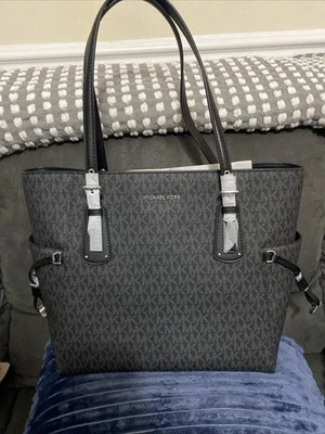 Bolso de Mano Michael Kors Voyager 30F8SV6T4V EW Negro Cuero Saffiano Cartera Foto 1 de 4