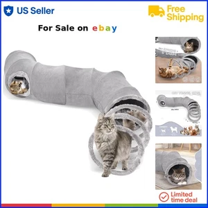 Cat Tunnel Collapsible Indoor Play S-Shaped with Hanging Toys for Cats - Picture 1 of 8