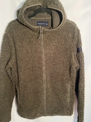 Abercrombie & Fitch Verde Oliva Sherpa Sudadera con Capucha Cremallera Completa Chaqueta Pequeño Trabajo de Campo Foto 1 de 4