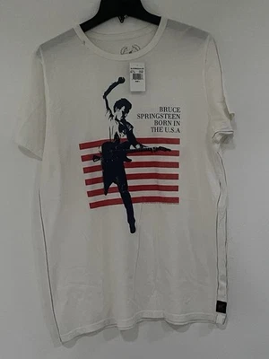 Camiseta Bruce Springsteen Nacida en los EE. UU. Gráfica Blanca NUEVA BAÚL PARA HOMBRE LTD Talla L Foto 1 de 4