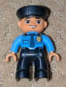 Lego Duplo Police Officer Cop Minifigure Minifig Figure Guy Black Hat Legs Blue - Picture 1 of 2