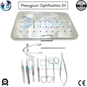 Pterygium Ophthalmic Eye Surgery Instruments Set + Stainless Steel Box - 10 Pcs - Picture 1 of 14
