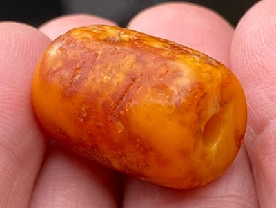 RARO ANTIGUO MUY ANTIGUO ÁMBAR TIBETANO ABALORIO - ¡HERMOSO PÁTINA USADO! Foto 1 de 4