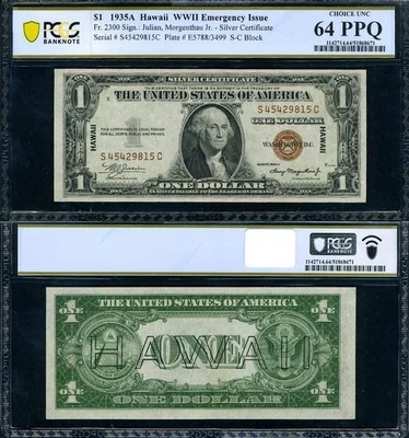 FR. 2300 $1 1935-A Hawaii Note S-C Block PCGS Choice CU64 PPQ - Image 1 of 3