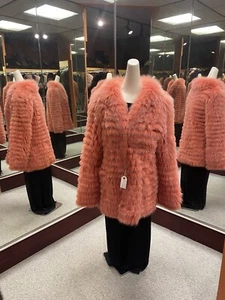 Pink Fox Fur Jacket Medium Women - Picture 1 of 2