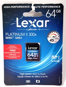 Memory Card Lexar Platinum II High Performance SDXC UHS-1 64GB 300x 45MB NEW - Picture 1 of 3