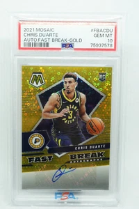 2021-22 Mosaic Chris Duarte GOLD 1/10 Fast Break Prizm Rookie RC Auto PSA 10 - Picture 1 of 2