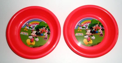 2 cuencos de plástico melamina Mickey Mouse Clubhouse rojo Goofy Donald Duck Minnie Foto 1 de 3