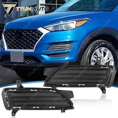 Pair Front Fog Light Lamp Covers Bezels Black For Hyundai Tucson 2019-2021 Foto 1 de 4