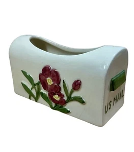VTG Ceramic Mailbox Planter Floral Letter Holder Newcomb Inc Roselle NJ 7” READ - Picture 1 of 15
