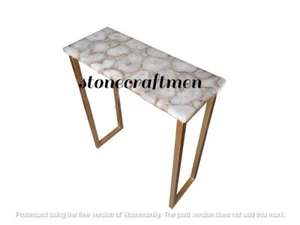 White Agate Console Slab Top, Living Room Agate Furniture Slab Top Home Decors - Picture 1 of 3