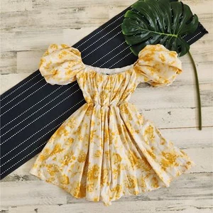Abercrombie & Fitch schulterfreies Minikleid gelb Blumen Puffärmel XSP - Bild 1 von 7